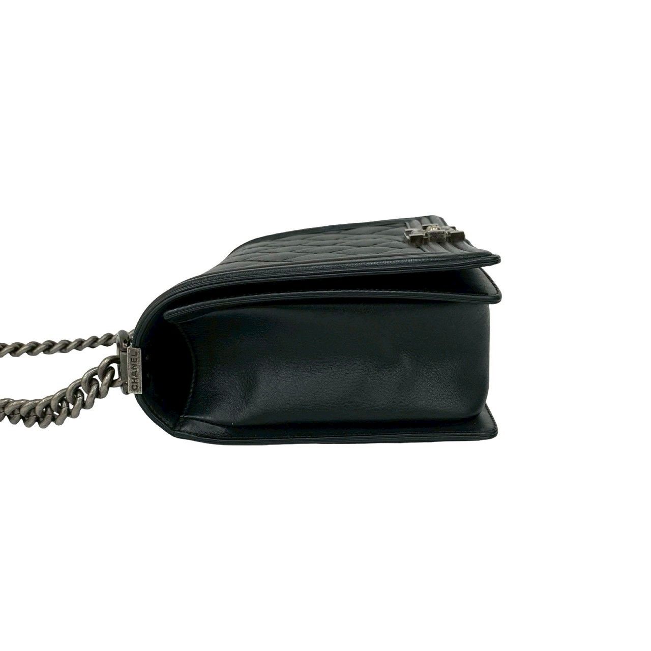 Chanel CC Logo Leather Chain Shoulder Bag Black