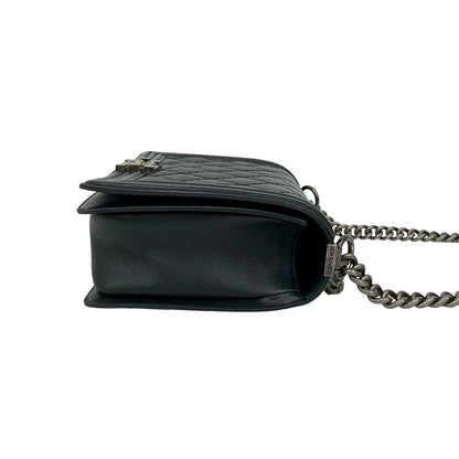 Chanel CC Logo Leather Chain Shoulder Bag Black