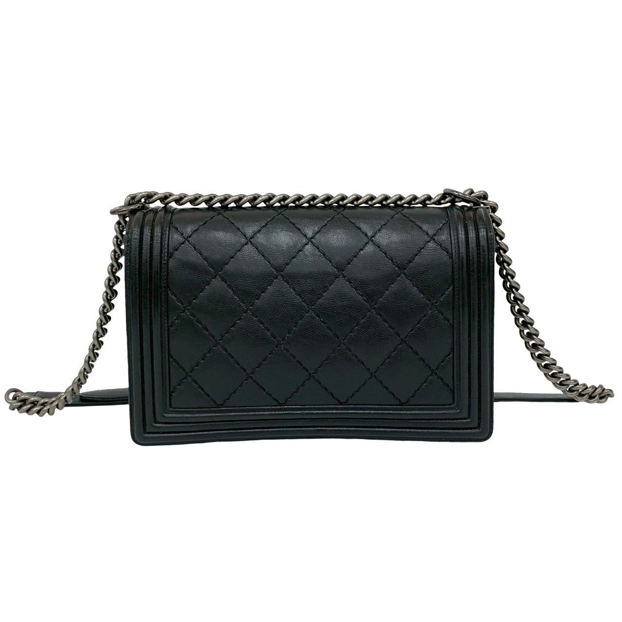 Chanel CC Logo Leather Chain Shoulder Bag Black