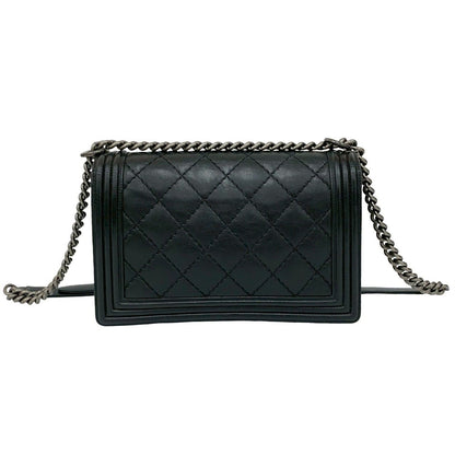 Chanel CC Logo Leather Chain Shoulder Bag Black