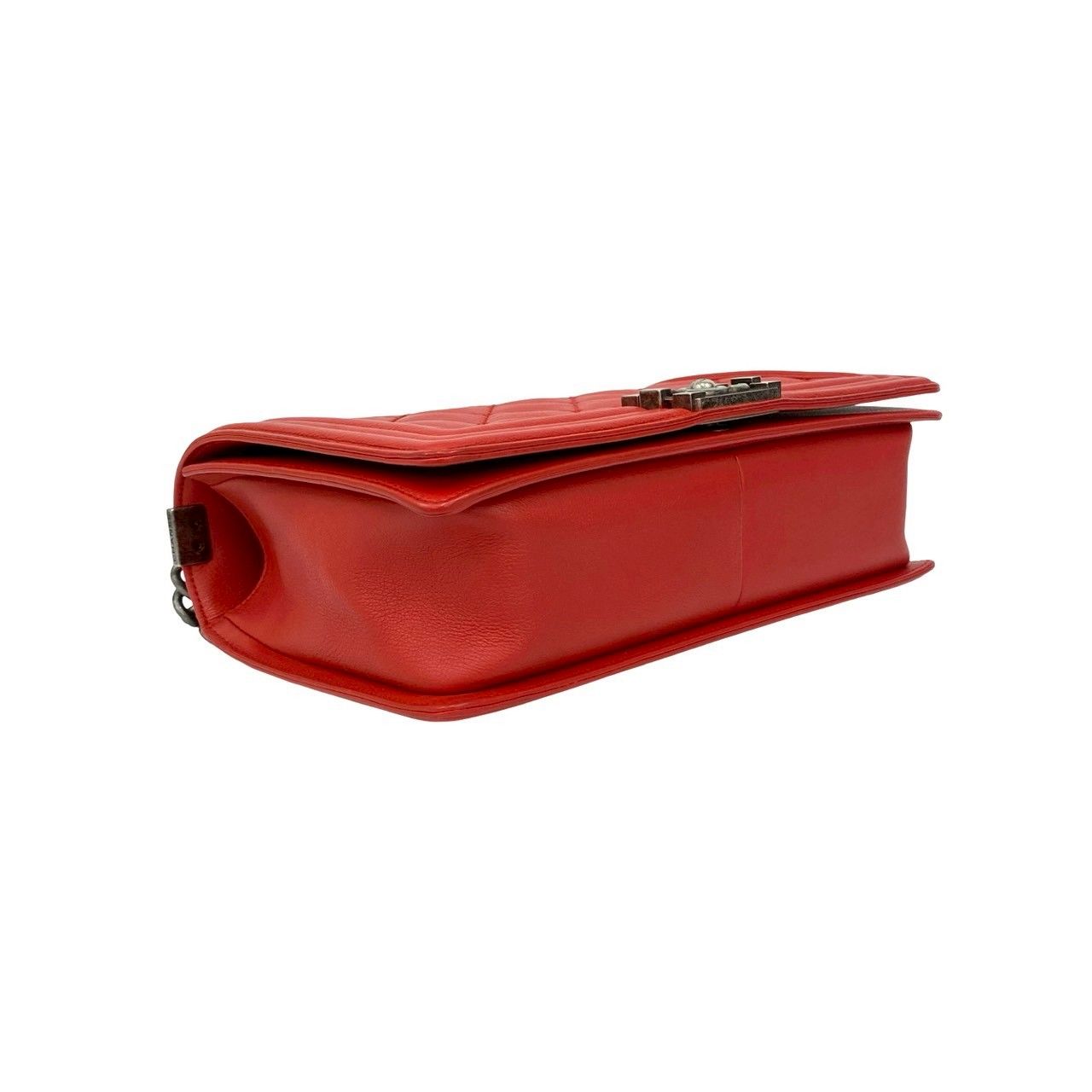 Chanel CC Logo Leather Chain Shoulder Bag Red