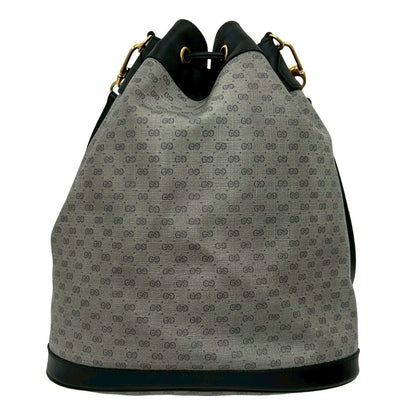 Gucci Vintage Micro GG Logo Leather Drawstring Shoulder Bag Navy