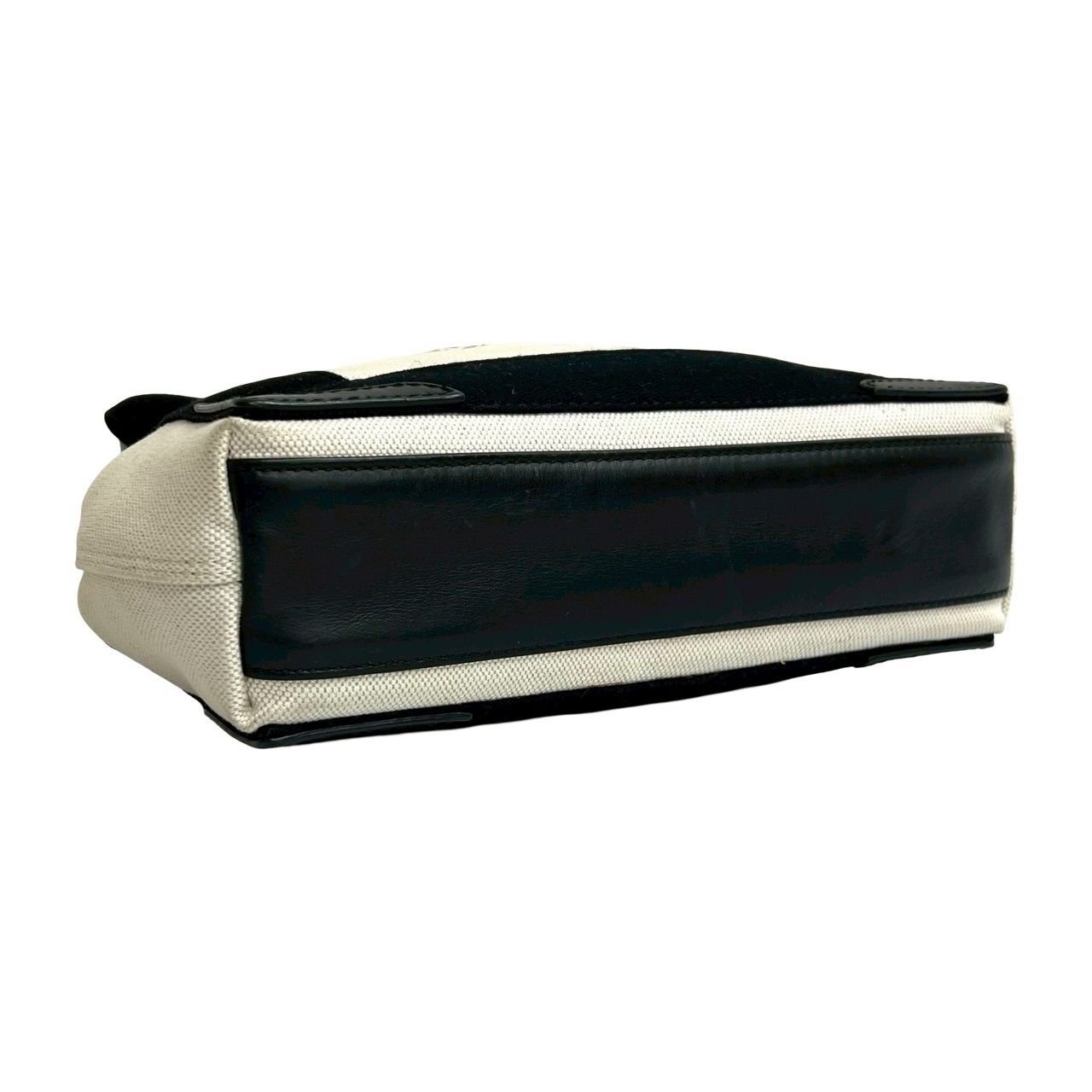 Balenciaga Navy Cabas S Canvas Leather 2-Way Shoulder Bag Ivory Black