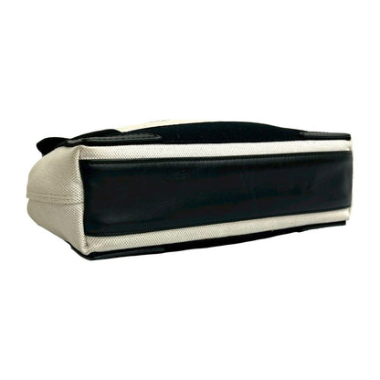 Balenciaga Navy Cabas S Canvas Leather 2-Way Shoulder Bag Ivory Black