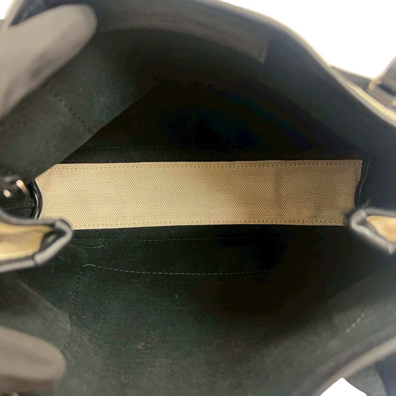 Balenciaga Navy Cabas S Canvas Leather 2-Way Shoulder Bag Ivory Black