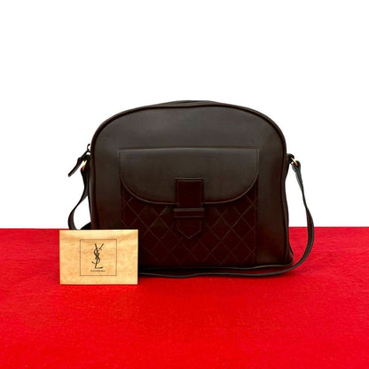 Saint Laurent Yves Vintage Quilted Leather Shoulder Bag Pochette Brown