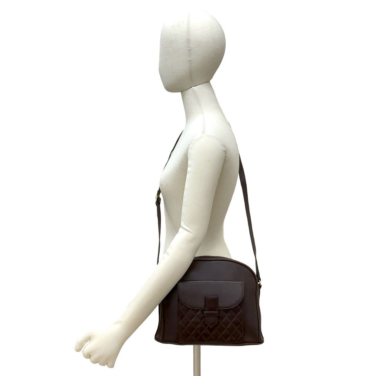 Saint Laurent Yves Vintage Quilted Leather Shoulder Bag Pochette Brown