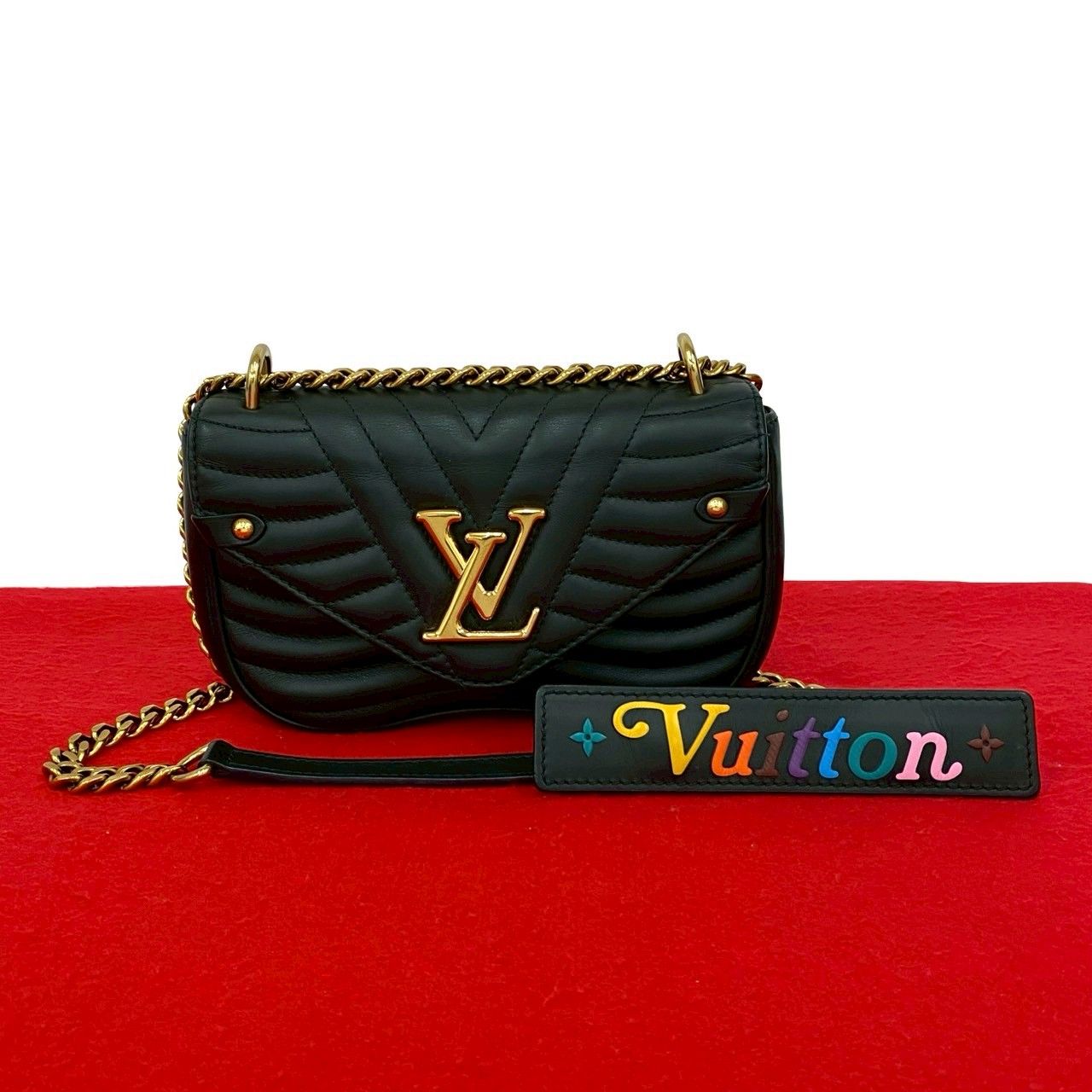 Louis Vuitton Chain PM New Wave Leather 2-Way Shoulder Bag Black