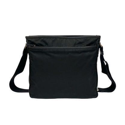 Prada Triangle Logo Nylon Saffiano Leather Shoulder Bag Crossbody Black