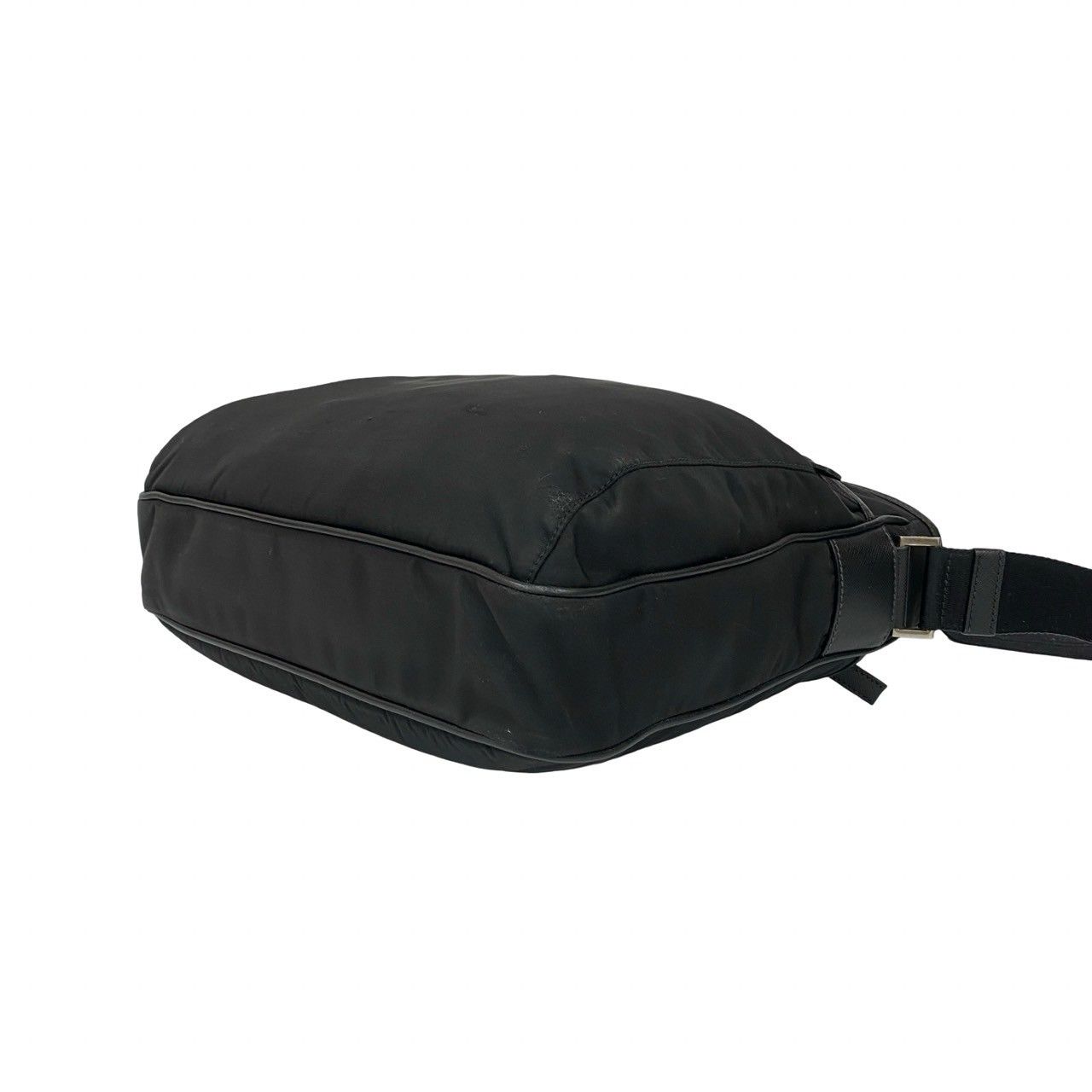 Prada Triangle Logo Nylon Saffiano Leather Shoulder Bag Crossbody Black