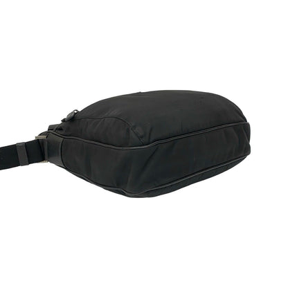Prada Triangle Logo Nylon Saffiano Leather Shoulder Bag Crossbody Black