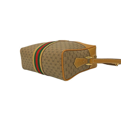 Gucci Vintage Sherry Line Micro GG Logo Leather Shoulder Bag Brown