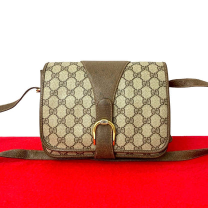 Gucci Vintage GG Logo Leather Shoulder Bag Pochette Crossbody Brown