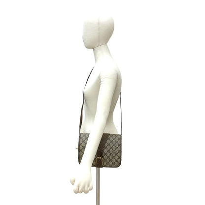 Gucci Vintage GG Logo Leather Shoulder Bag Pochette Crossbody Brown