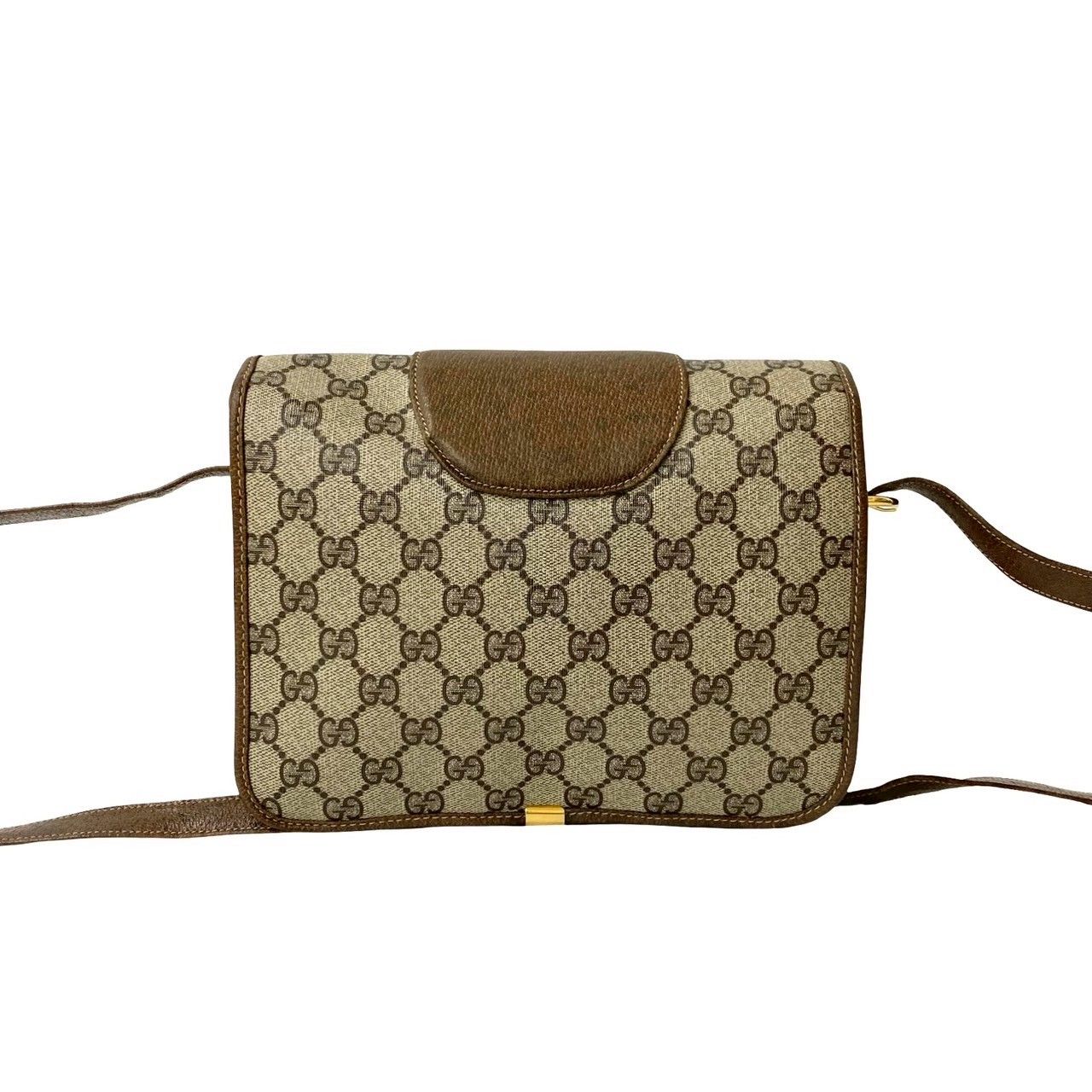 Gucci Vintage GG Logo Leather Shoulder Bag Pochette Crossbody Brown