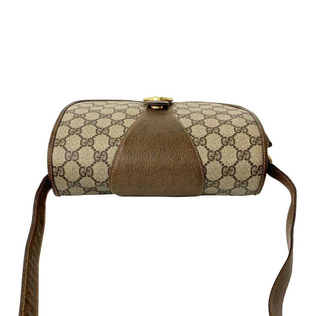 Gucci Vintage GG Logo Leather Shoulder Bag Pochette Crossbody Brown