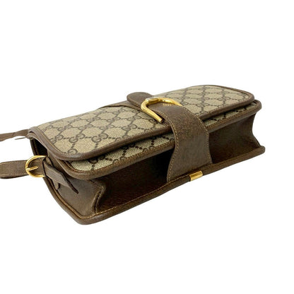 Gucci Vintage GG Logo Leather Shoulder Bag Pochette Crossbody Brown