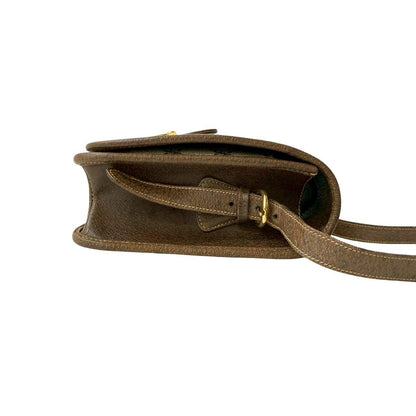 Gucci Vintage GG Logo Leather Shoulder Bag Pochette Crossbody Brown