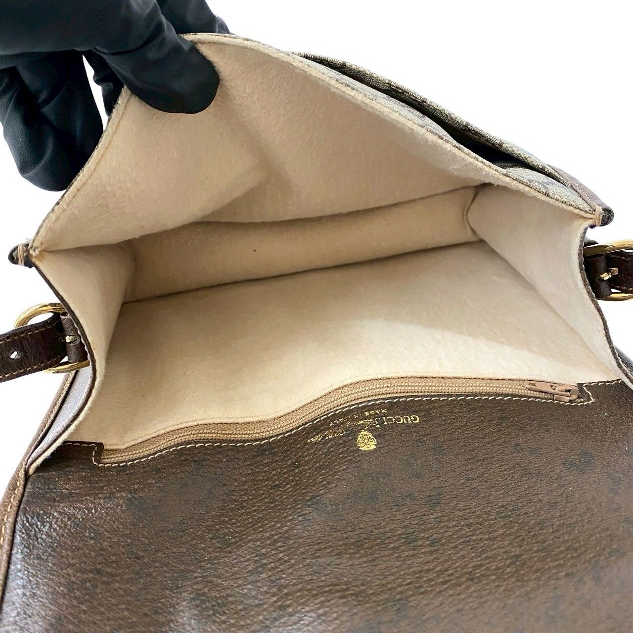 Gucci Vintage GG Logo Leather Shoulder Bag Pochette Crossbody Brown