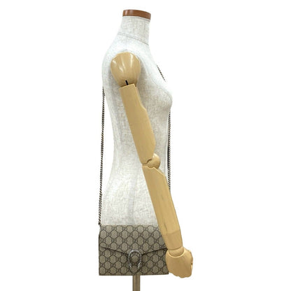 Gucci Dionysus GG Supreme Leather Chain Shoulder Bag Wallet Pochette Brown