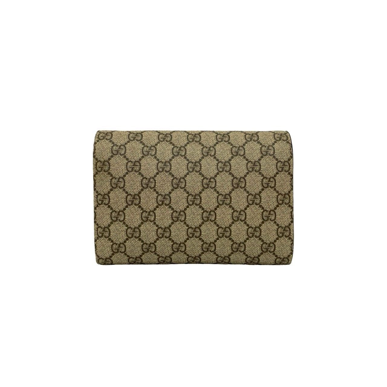 Gucci Dionysus GG Supreme Leather Chain Shoulder Bag Wallet Pochette Brown