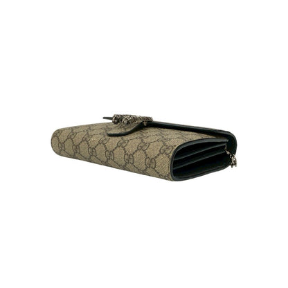 Gucci Dionysus GG Supreme Leather Chain Shoulder Bag Wallet Pochette Brown