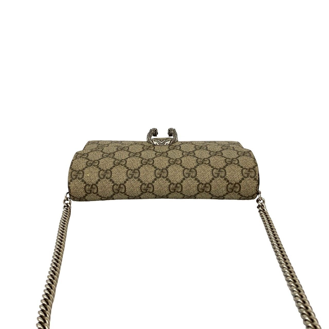 Gucci Dionysus GG Supreme Leather Chain Shoulder Bag Wallet Pochette Brown