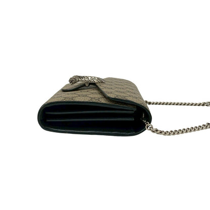 Gucci Dionysus GG Supreme Leather Chain Shoulder Bag Wallet Pochette Brown