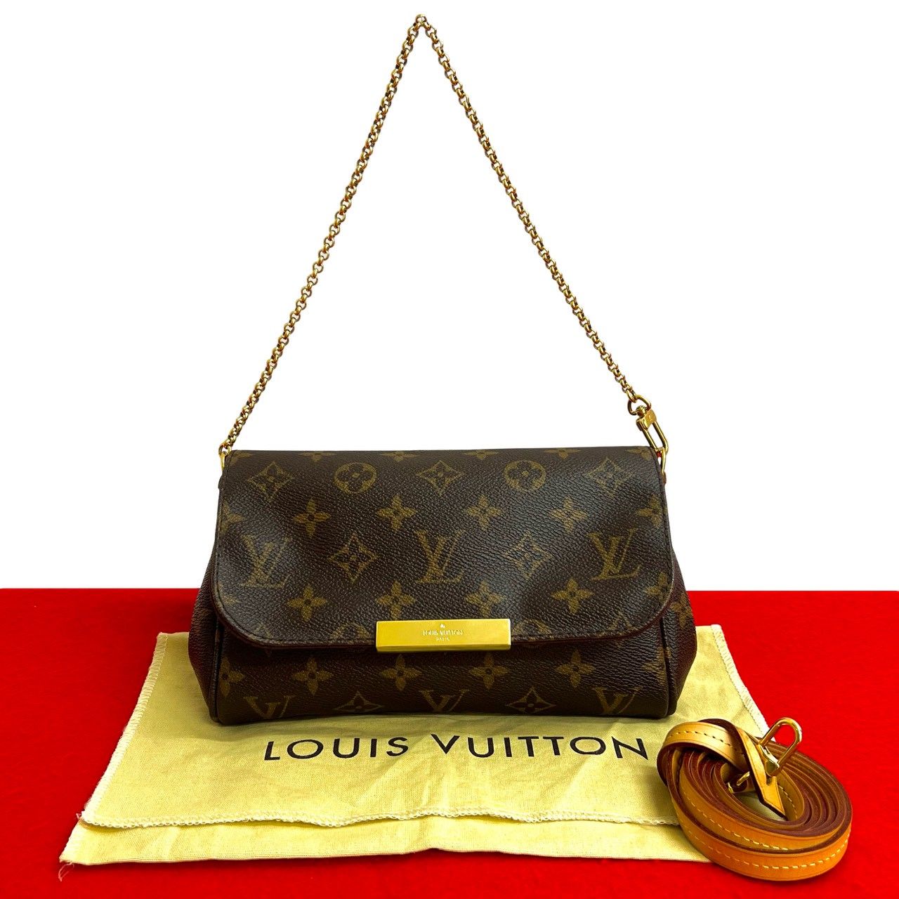 Louis Vuitton Favorite PM Monogram Leather 2-Way Shoulder Bag Brown