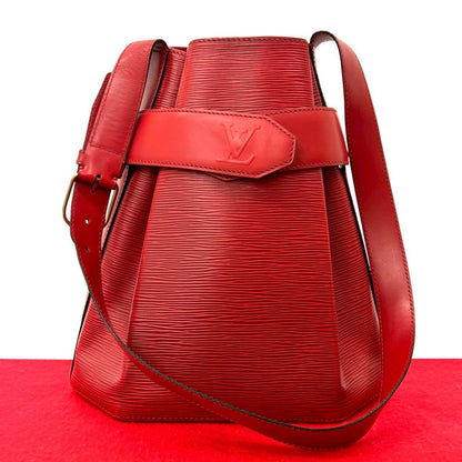 Louis Vuitton Vintage Sac Depot Epi Leather Shoulder Bag Tote Red