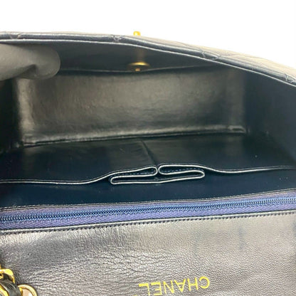 Chanel Quilted CC Logo Lambskin Shoulder Bag Navy Red Bicolor
