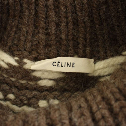Celine Phoebe Philo Era Knit Sweater High Neck Long Sleeve Nordic Pattern S