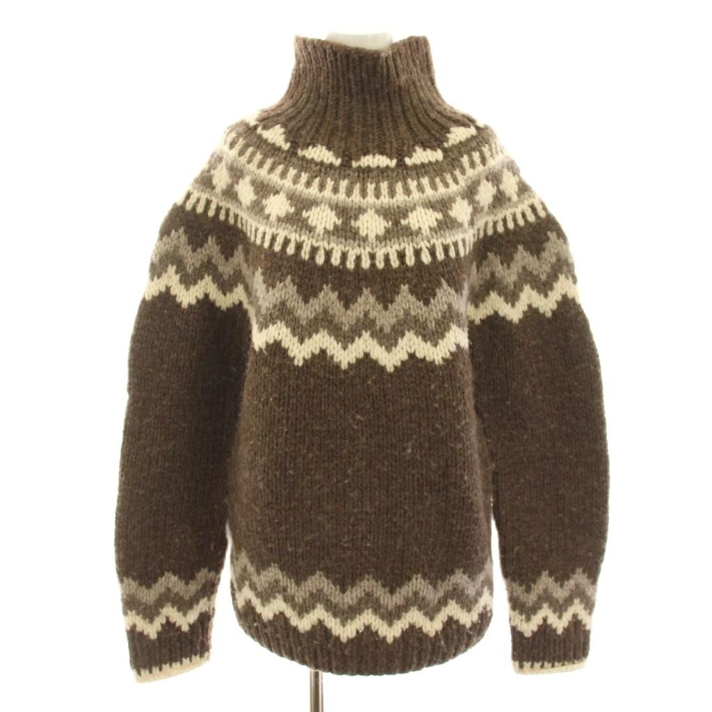 Celine Phoebe Philo Era Knit Sweater High Neck Long Sleeve Nordic Pattern S