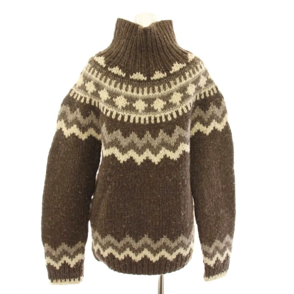 Celine Phoebe Philo Era Knit Sweater High Neck Long Sleeve Nordic Pattern S