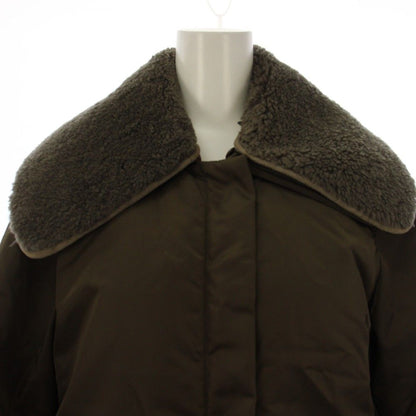 Max Mara Down Jacket Coat Stainless Steel Long Zip Up Nylon I 38 Brown