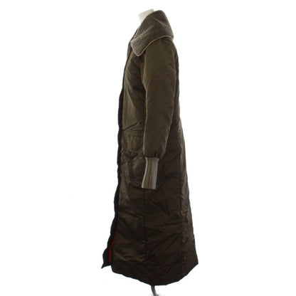 Max Mara Down Jacket Coat Stainless Steel Long Zip Up Nylon I 38 Brown