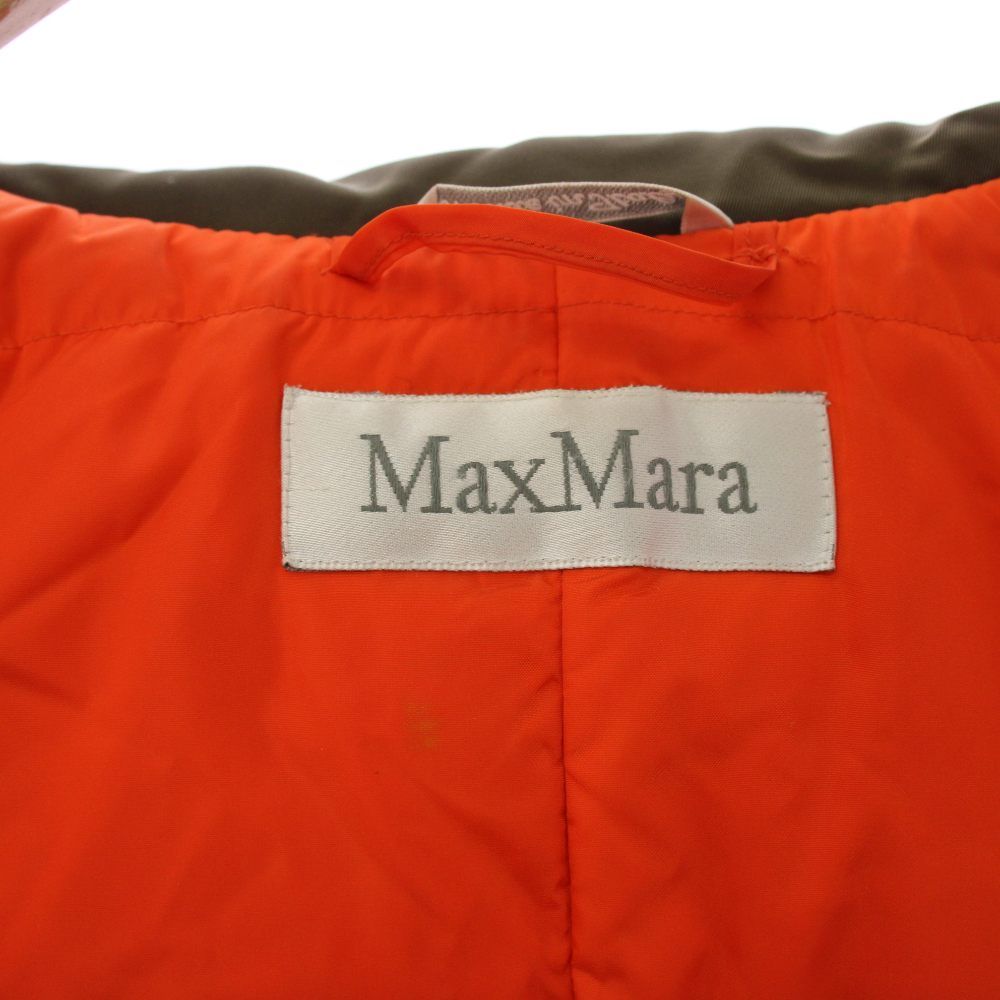 Max Mara Down Jacket Coat Stainless Steel Long Zip Up Nylon I 38 Brown
