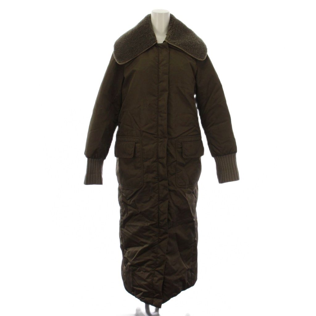 Max Mara Down Jacket Coat Stainless Steel Long Zip Up Nylon I 38 Brown
