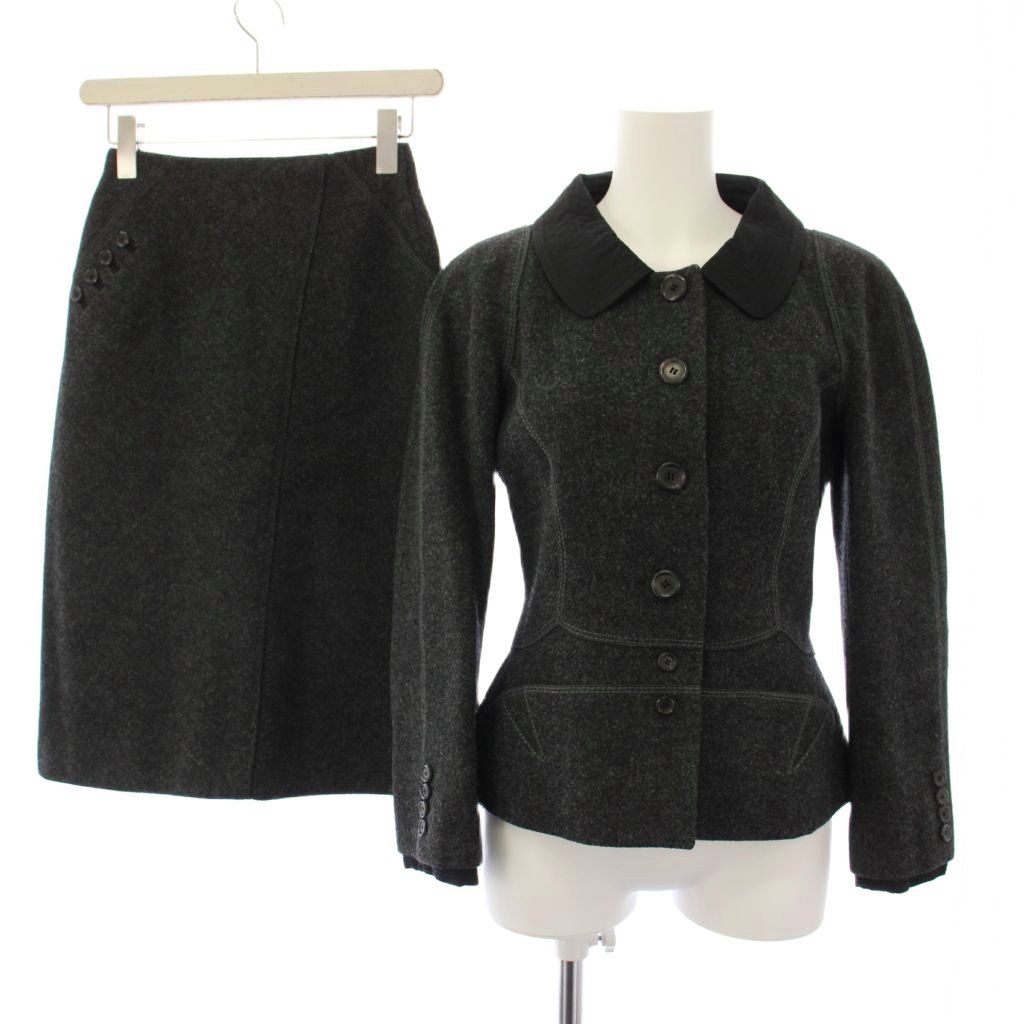 Louis Vuitton Suit Stainless Steel Jacket Tight Skirt Knee Length 36 Gray