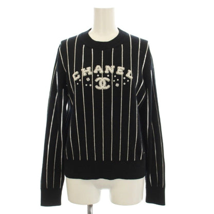 Chanel CC Logo Knit Sweater Long Sleeve 36 Black
