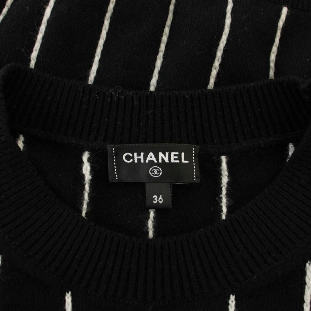 Chanel CC Logo Knit Sweater Long Sleeve 36 Black