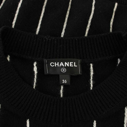 Chanel CC Logo Knit Sweater Long Sleeve 36 Black