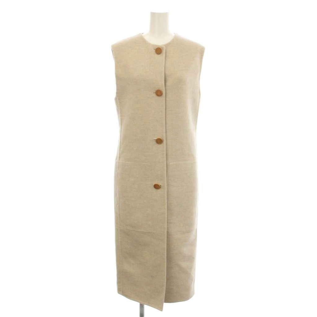 Hermes Double Face Long Vest Cashmere 34 Beige