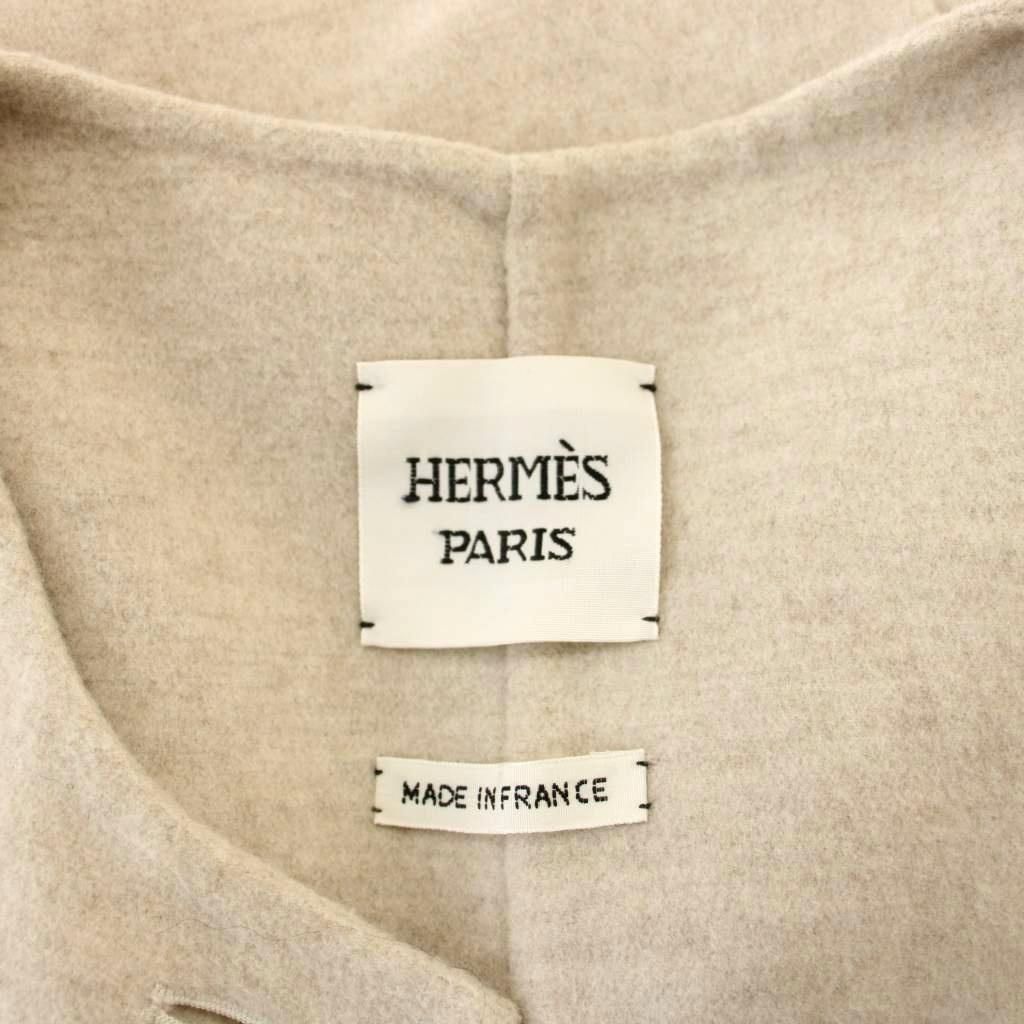 Hermes Double Face Long Vest Cashmere 34 Beige