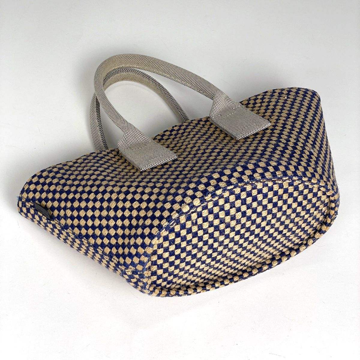 Hermes Pannier Bus PM Linen Blue Beige Tote