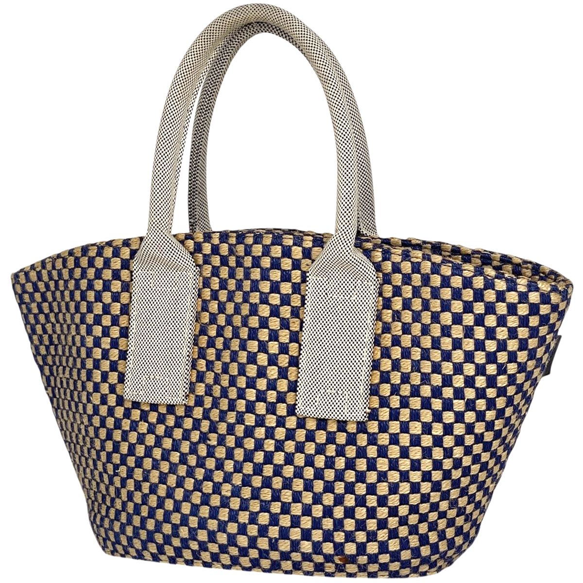 Hermes Pannier Bus PM Linen Blue Beige Tote