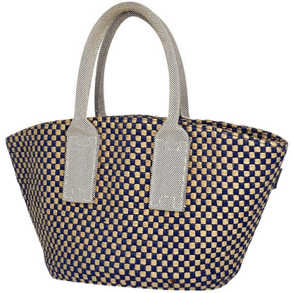 Hermes Pannier Bus PM Linen Blue Beige Tote