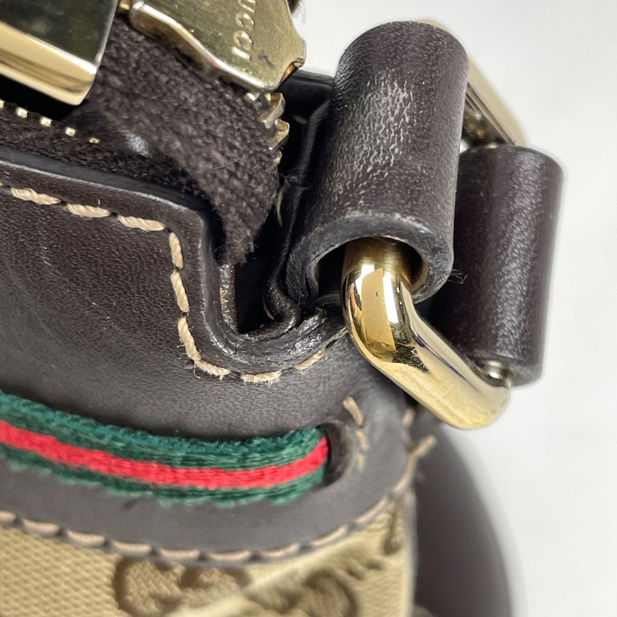 Gucci GG Pattern Shoulder Bag Sherry Web Ribbon Canvas Brown