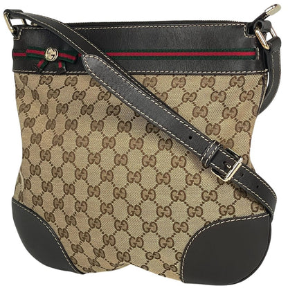 Gucci GG Pattern Shoulder Bag Sherry Web Ribbon Canvas Brown