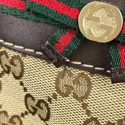 Gucci GG Pattern Shoulder Bag Sherry Web Ribbon Canvas Brown